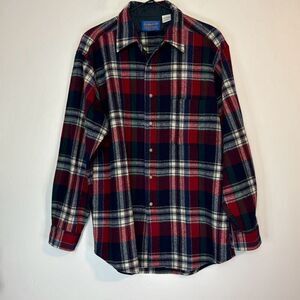 Pendleton Plaid 100% Virgin Wool Button Down Shirt L